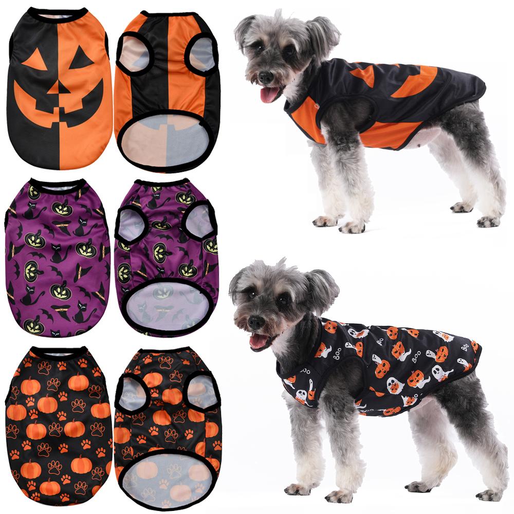 Жилет для домашних собак, одежда на Хэллоуин для маленьких собак, костюм для кошек, мягкая дышащая рубашка для щенка, котенка, милый шнауцер, мопс, одежда, наряды
