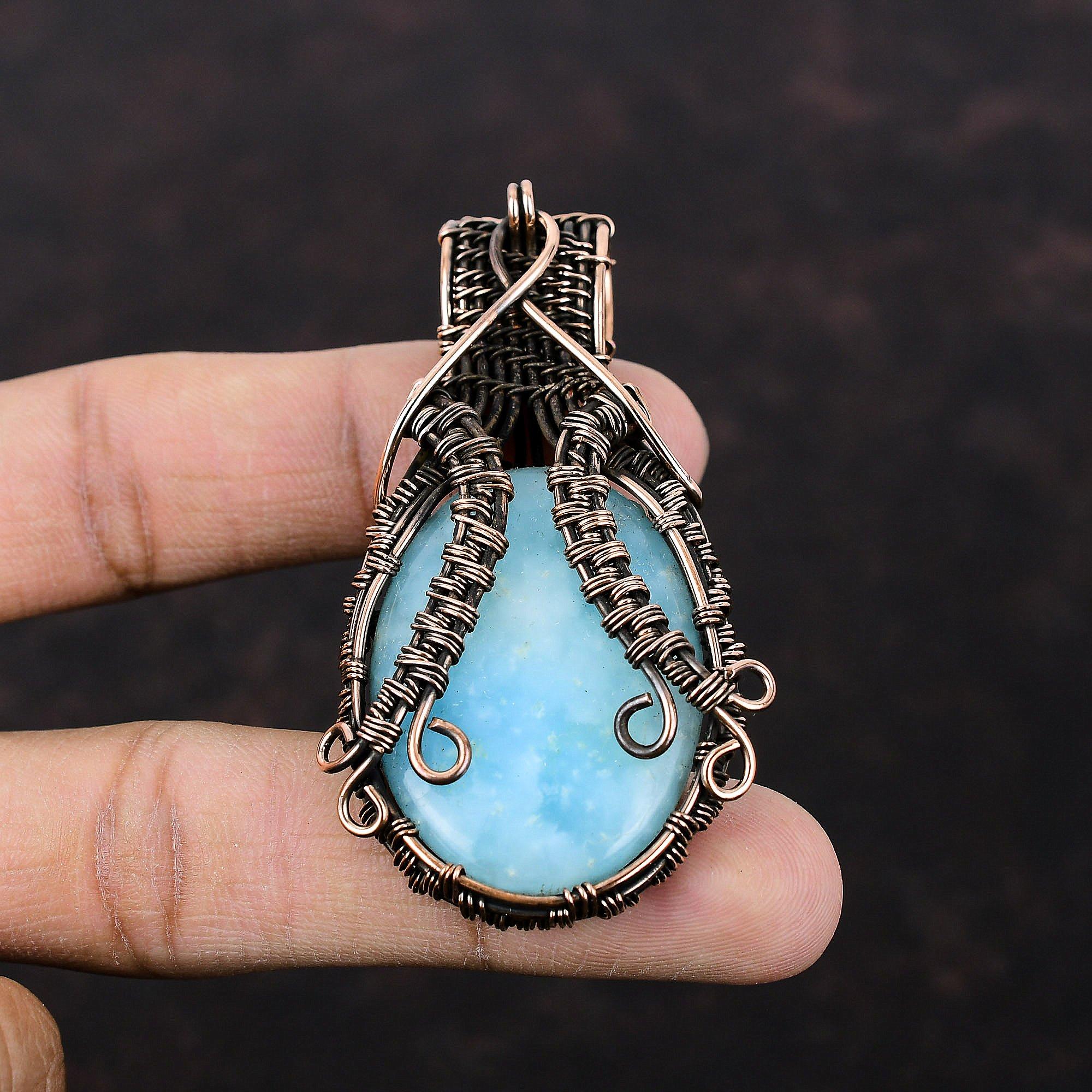 Hemimorphite Pendant Copper Wire Wrapped Pendant Wire Wrap Gemstone Jewelry Handmade Dainty Pendant Hemimorphite Copper Jewelry Gift For Mom