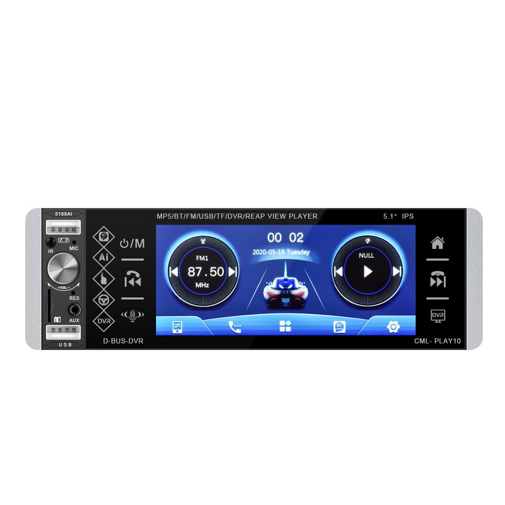 Podofo Универсальный 5,1-дюймовый автомобильный радиоприемник с одним Din, MP5-плеер, авторадио, голосовой помощник, сенсорный экран, Bluetooth, FM, AUX, USB, SD, автомобильный видеорегистратор, видеоплеер