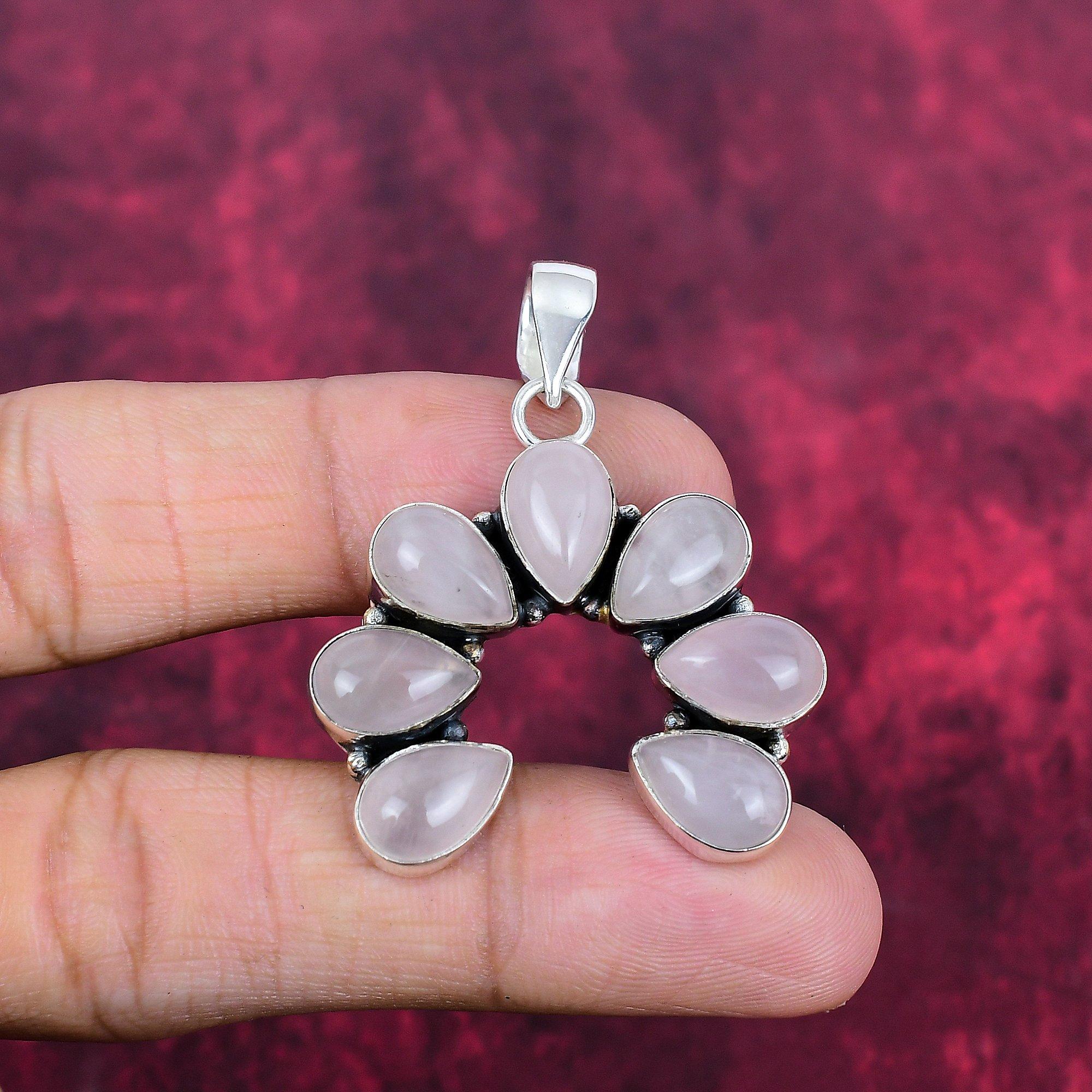 Ювелирные изделия из розового кварца, кулон из стерлингового серебра 925 пробы, ювелирные изделия ручной работы с драгоценными камнями, подарки для жены, абсолютно новый кулон