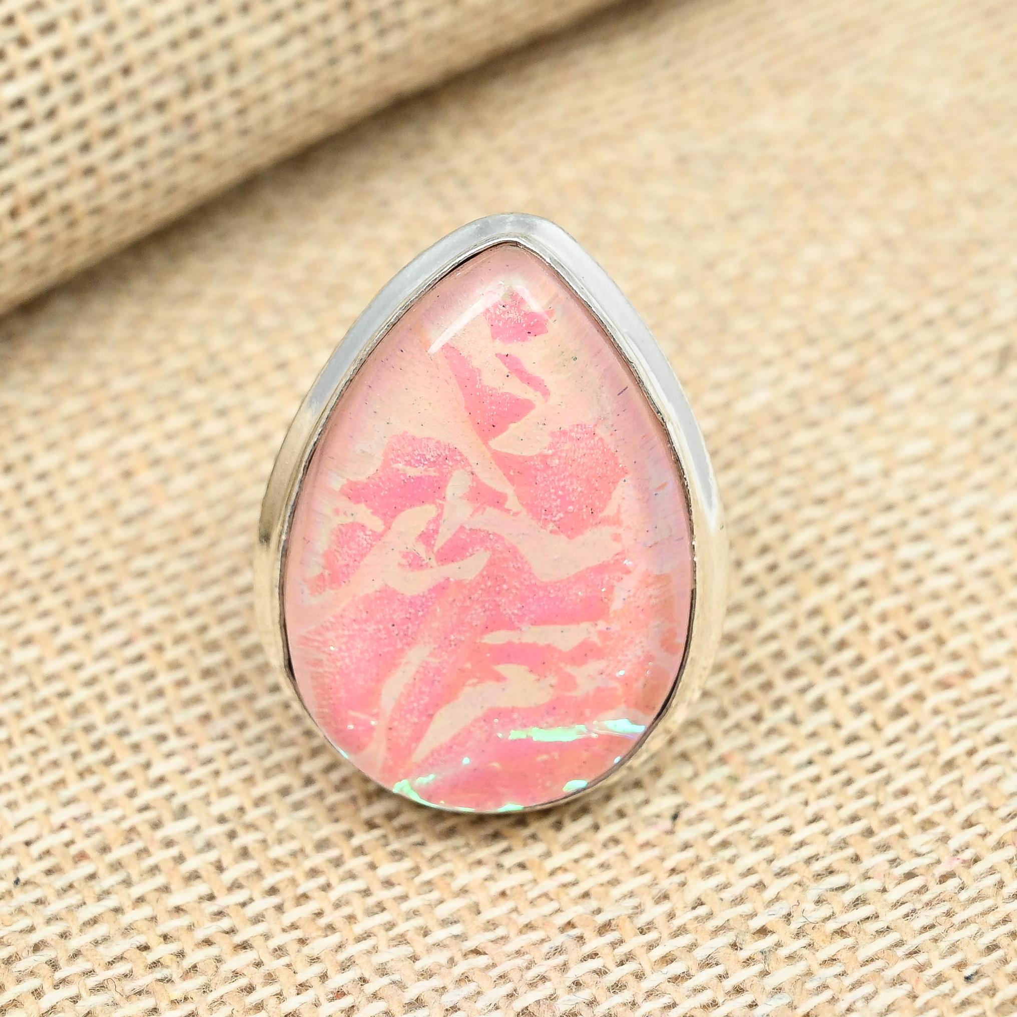 Розовый австралийский тройной опал драгоценный камень стерлингового серебра 925 пробы кольцо ручной работы кольцо подарок для любви ювелирные изделия