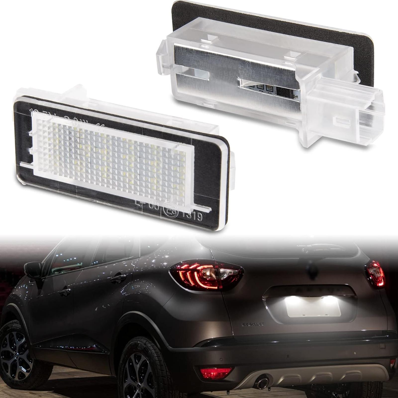 2x LED License Number Plate Light for Renault Captur Clio 3 Clio 4 Espace 4 Fluence Laguna 3 Canbus Error Free Waterproof White
