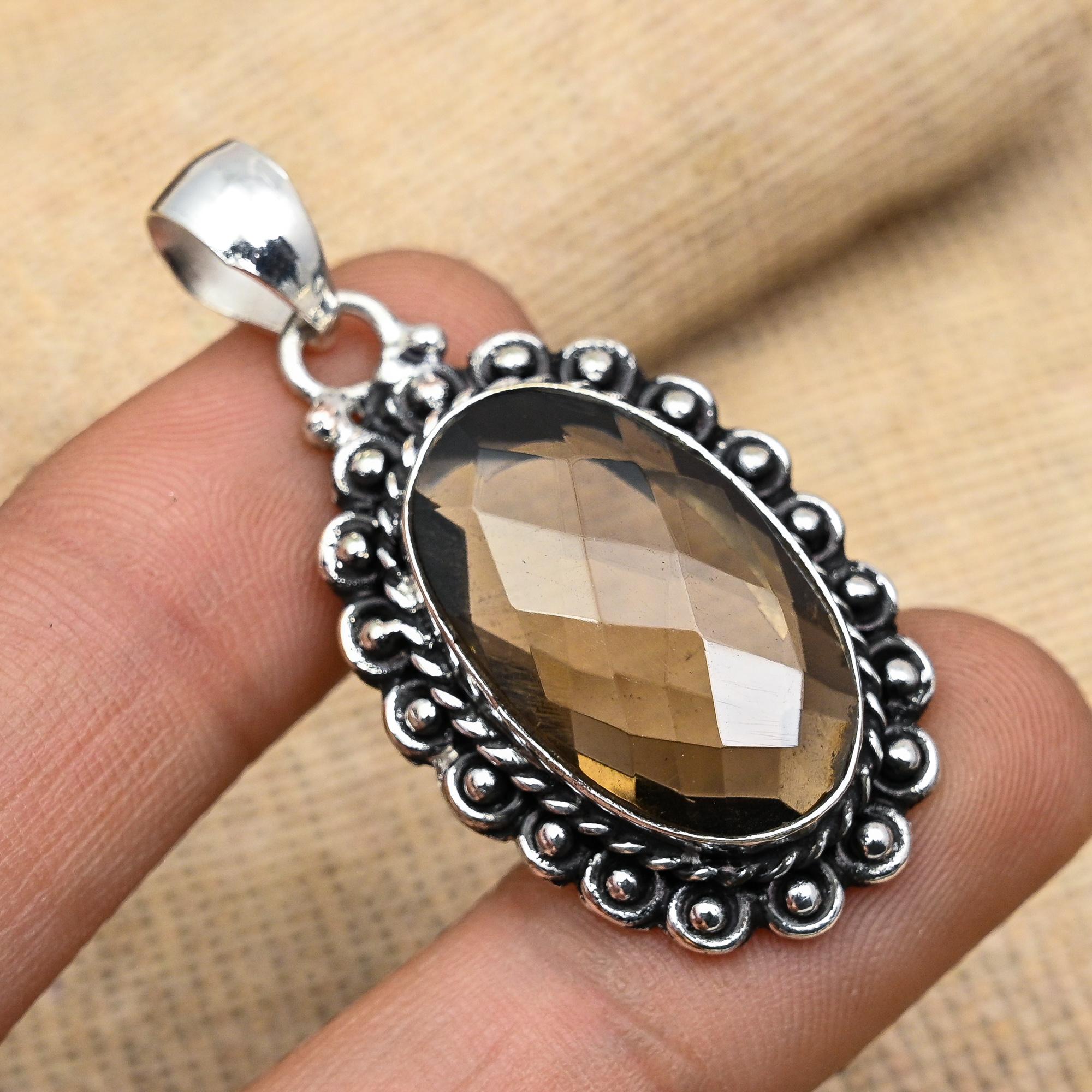 Glorious Smoky Topaz Gemstone Handmade 925 Solid Sterling Silver Jewelry For Wedding Gifta