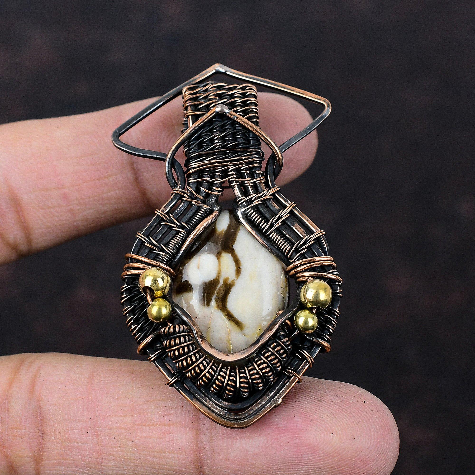 Подвеска из арахисового дерева, яшмы, медная проволочная обертка, подвеска с камнем по рождению, медная проволочная обертка, ювелирное изделие ручной работы из драгоценных камней, подарок для него