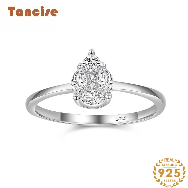 Tancise Classic стерлингового серебра 925 пробы кольцо с цирконом женские ювелирные изделия свадебное обещание вечерние подарок