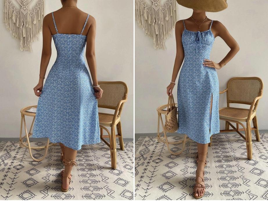 Bella Notte Floral Print Ruched Bust Summer Dress