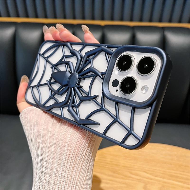 Мультяшный 3D узор паука, полый, чехол для отвода тепла для iPhone 16e 16 15 14 Plus 13 12 16 Pro Max 11 15, матовый силиконовый чехол