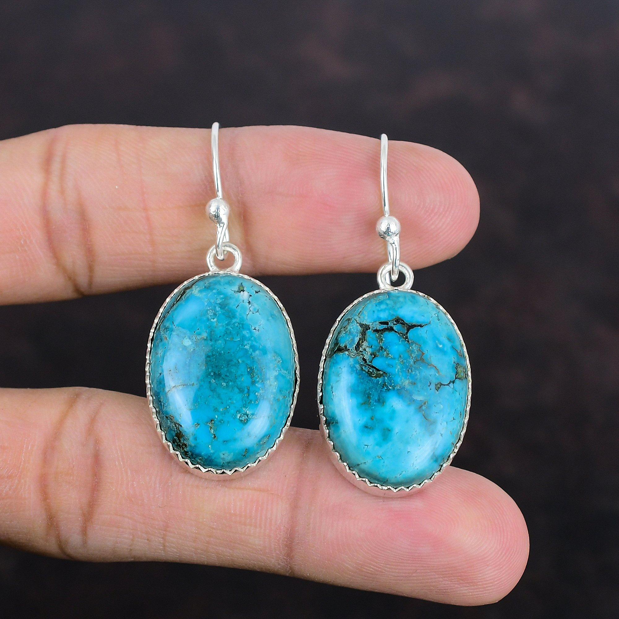 Серьги из тибетской бирюзы, натуральные драгоценные камни, серьги-подвески ручной работы из стерлингового серебра 925 пробы, уникальные стильные серьги, подарки для мамы