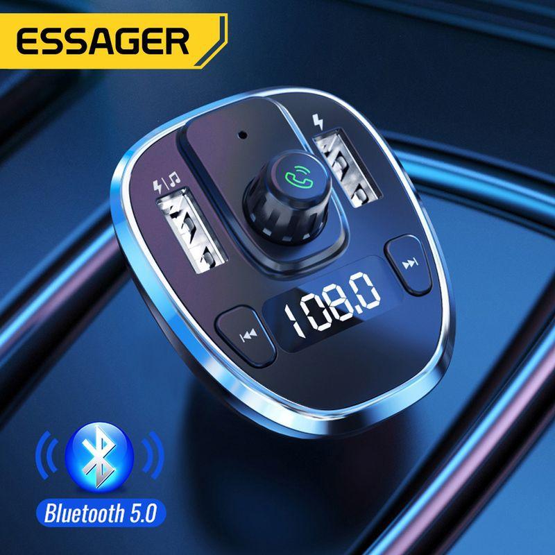 Essager USB автомобильное зарядное устройство FM-передатчик Bluetooth 5,0 адаптер Coche беспроводной громкой связи аудиоприемник MP3-плеер автомобильные аксессуары