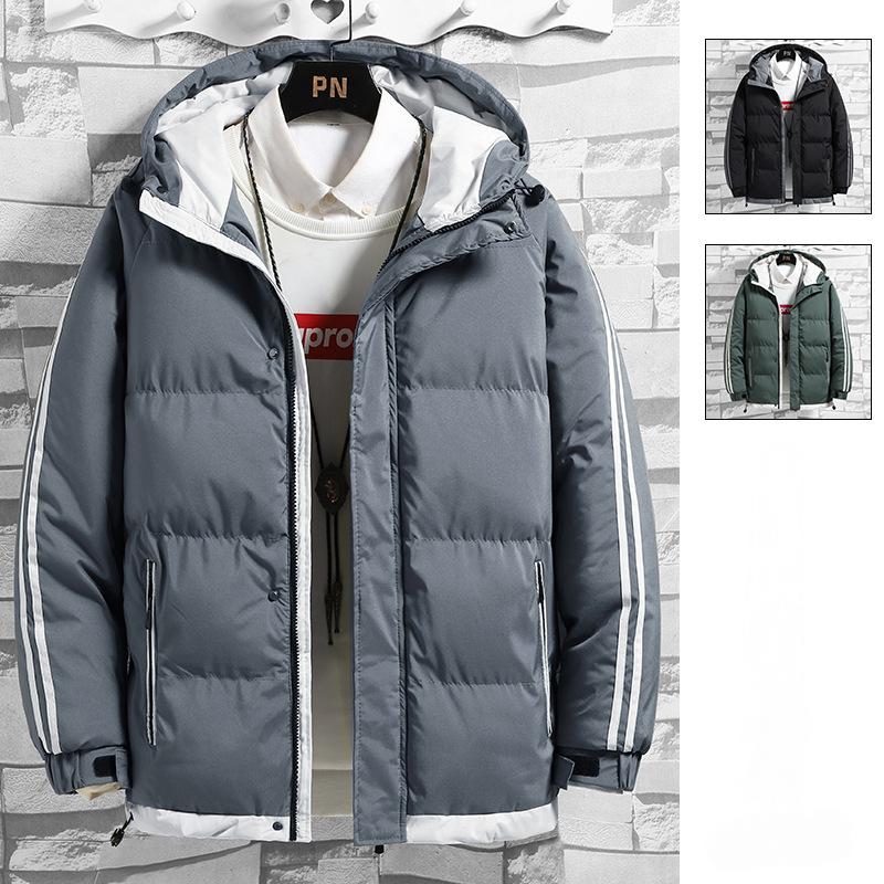 Большой размер, новый зимний тренд, однотонное мужское хлопковое пальто, утолщенное, свободное, повседневное, хлопковое пальто, мужское повседневное пальто с капюшоном