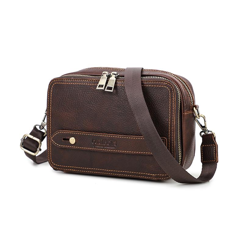 Genuine Leather Men Mini Shoulder Bags Casual Crossbody Bags Clutch Small Handbag Vintage Male Messenger Bag