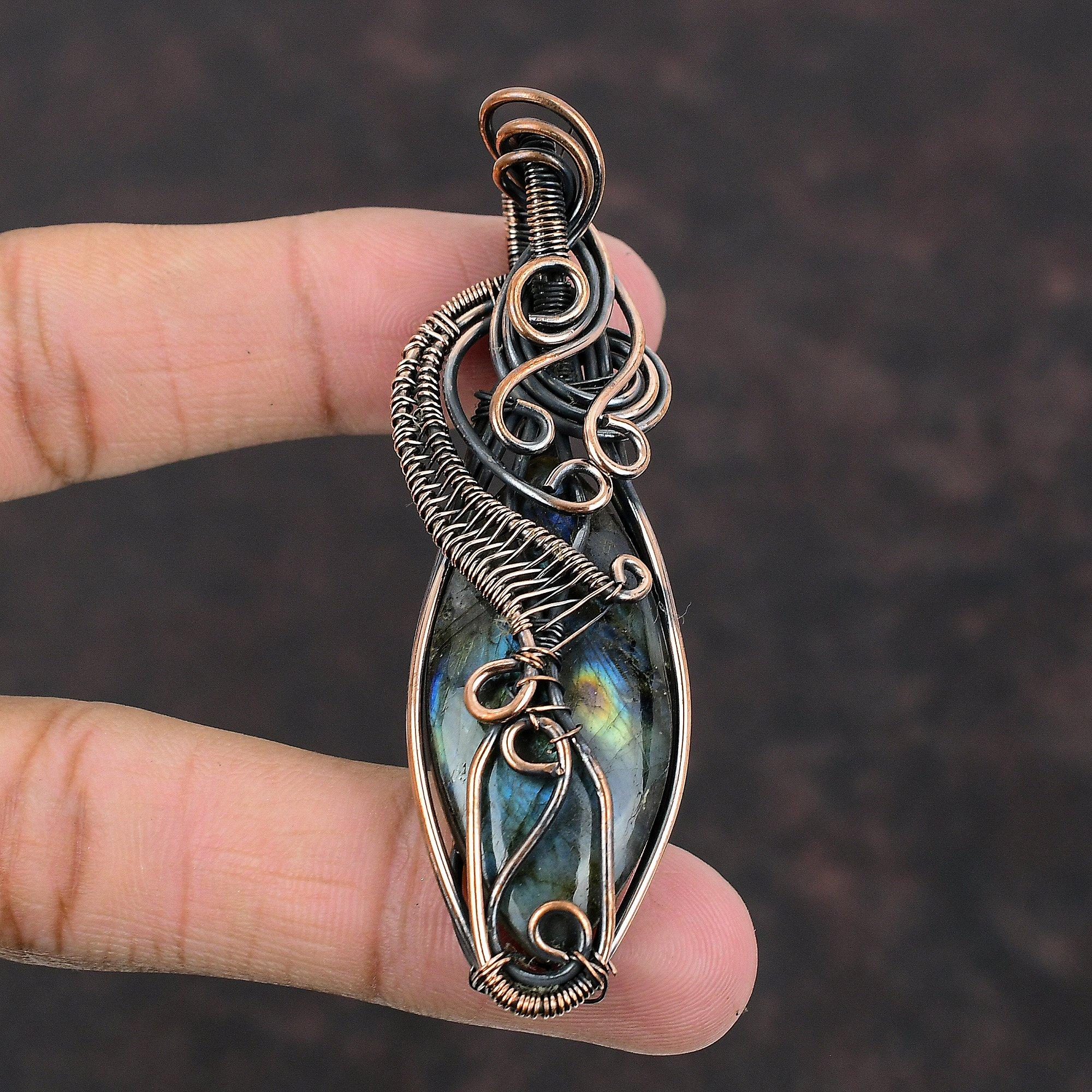 Подвеска из лабрадорита, подвеска из медной проволоки, подвеска ручной работы, подвеска из медной проволоки, ювелирное изделие, подвеска из драгоценного камня, замечательный подарок на свадьбу