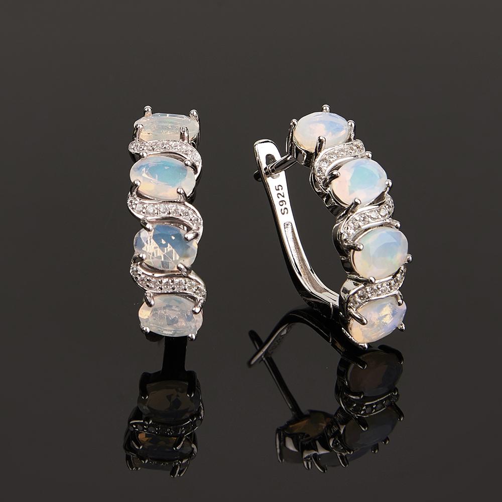 Bolaijewelry Хорошее качество, серебряные серьги с застежкой из эфиопского опала, овальной огранки, 4*6 мм, 4 карата, серебро 925 пробы, изысканные ювелирные изделия для женщин, повседневная одежда