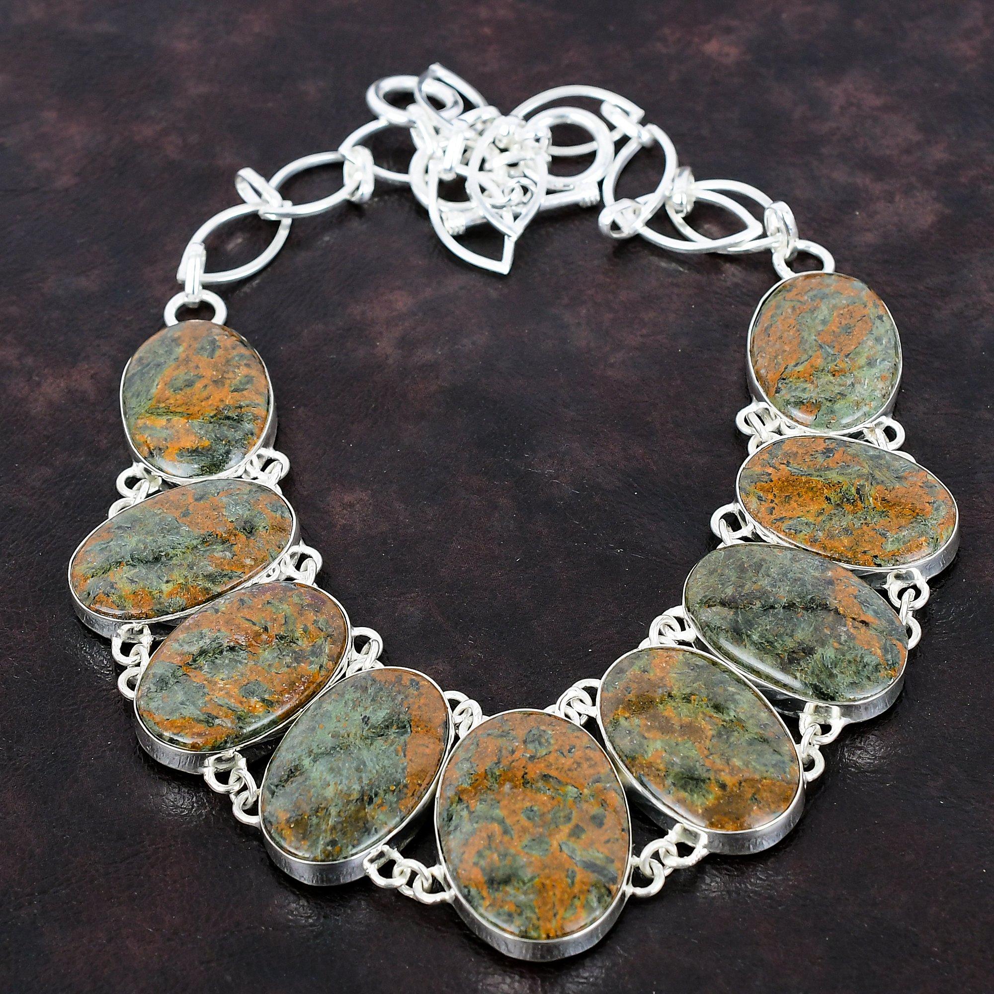 Ожерелье со спессартиновым гранатом в известняке Ожерелье ручной работы Ожерелье из стерлингового серебра 925 пробы Регулируемая цепочка Ожерелье Ювелирные изделия из драгоценных камней для подарков