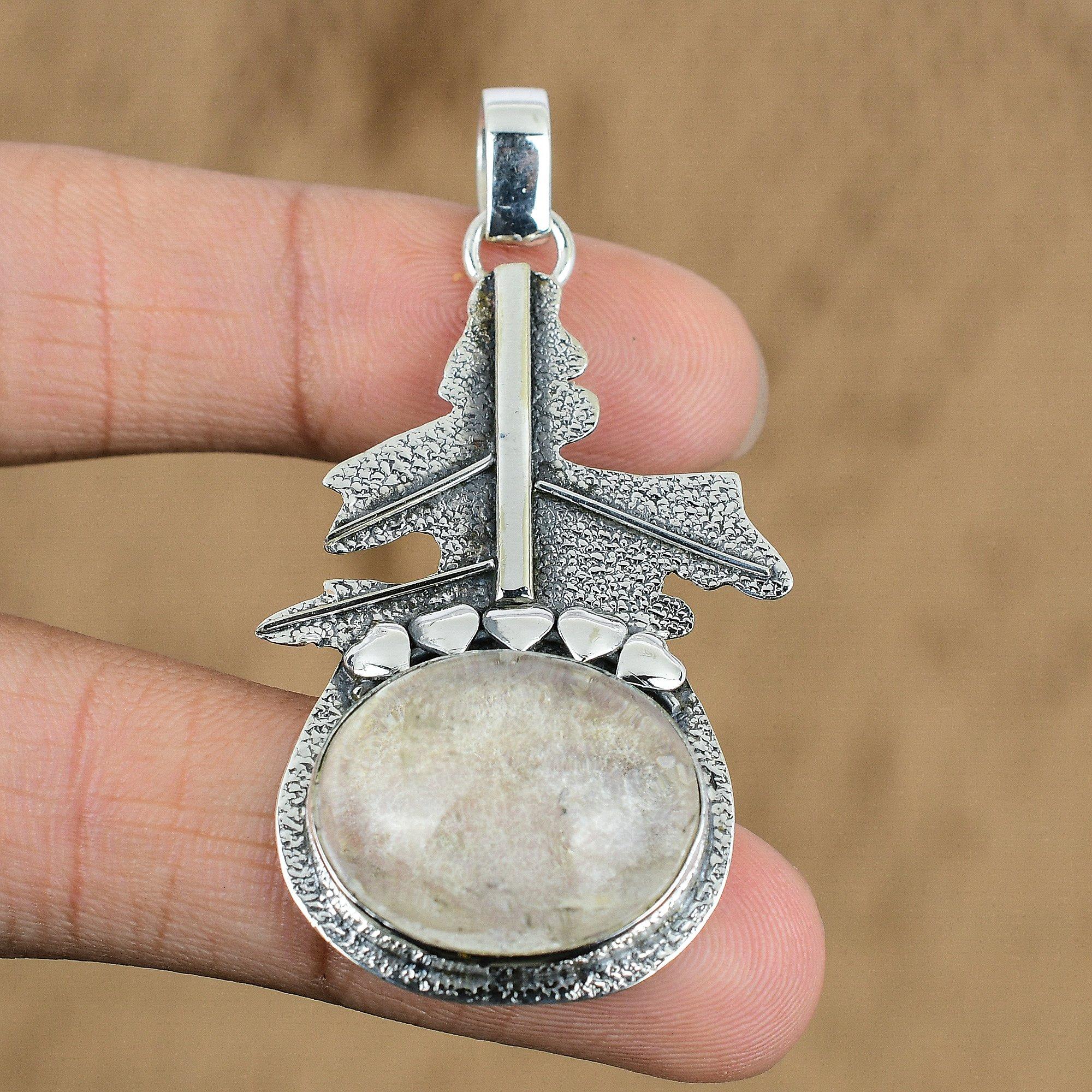 Натуральный Садовый Кварц Драгоценный Камень Ювелирное Изделие Подвеска из Стерлингового Серебра 925 пробы для Девочек