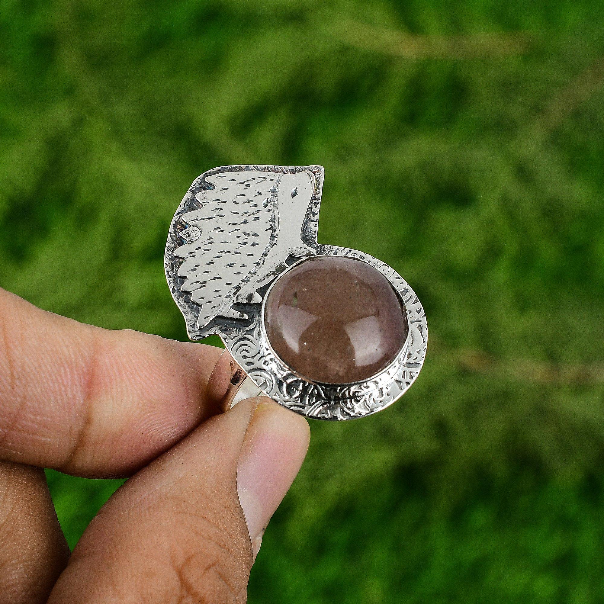 Sunstone Stone Statement Wife Bezel Sacral Chakra Handmade Ring Sterling Silver