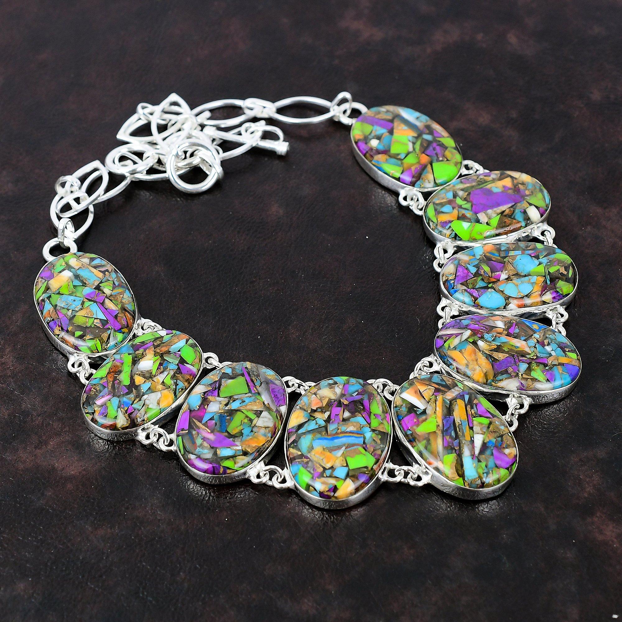 Ожерелье Fiesta Kingman с бирюзой, ювелирные изделия из драгоценных камней, ожерелье из стерлингового серебра 925 пробы, регулируемое ожерелье-цепочка, ожерелье из нескольких медных бирюзовых камней