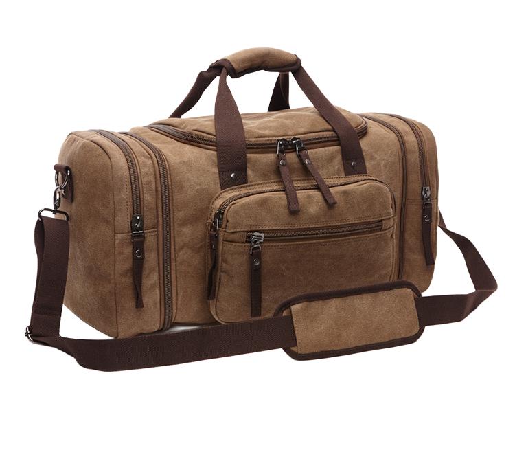 Модная дорожная сумка из выстиранного холста большой вместимости с ремнем через плечо и множеством отделений для бизнеса и отдыха