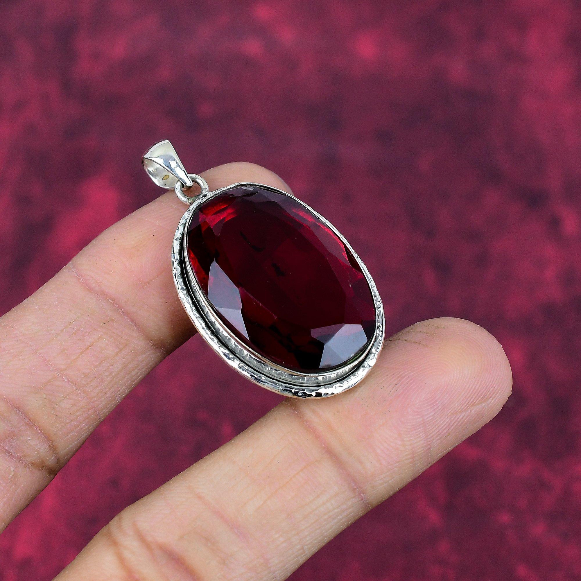 Garnet 925 Solid Sterling Silver Pendant, Handmade Gemstone Pendant Jewelry, Gifts For Wife Brand New Pendant