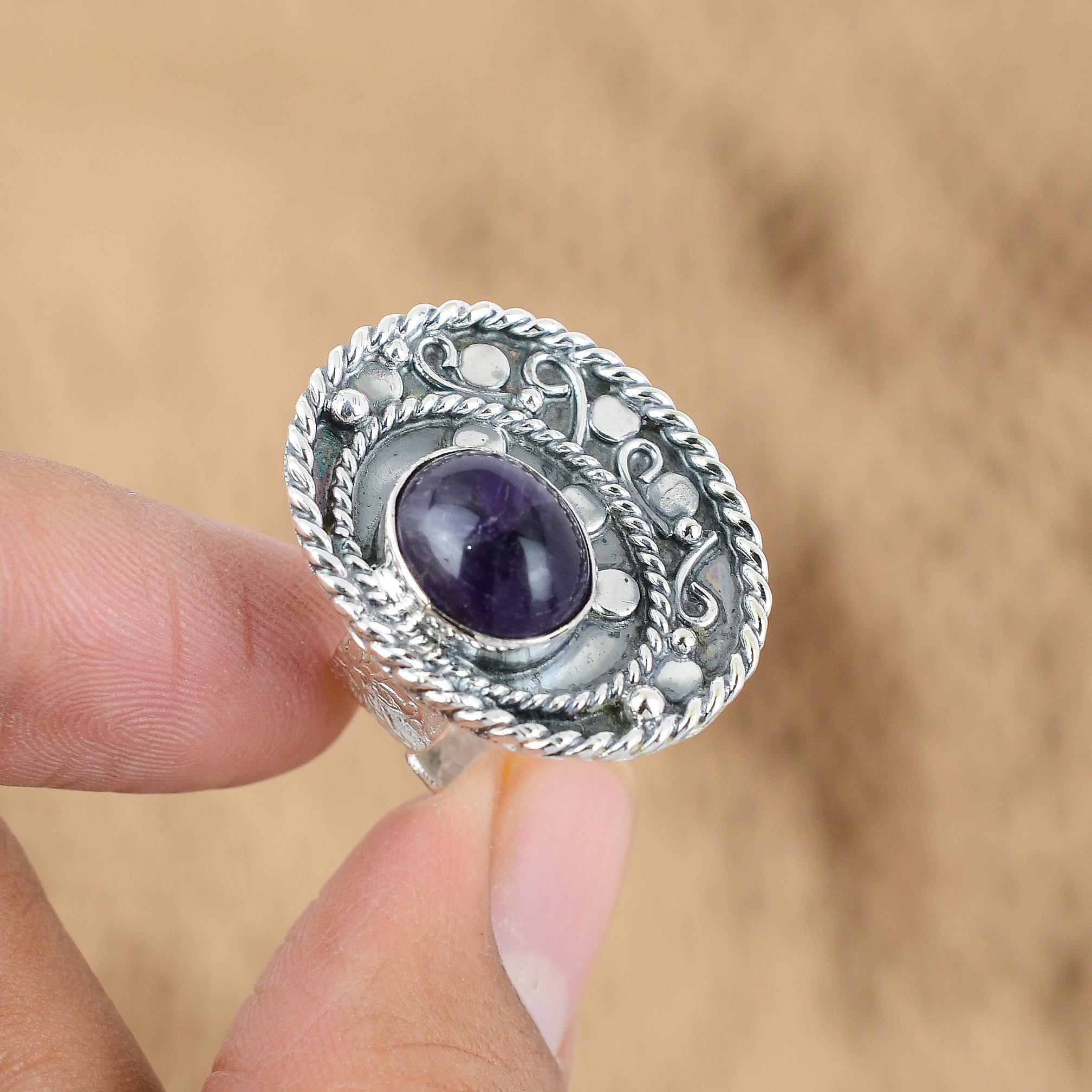 Mothers day Deal African Amethyst Stone New Promise Ring Jewelry Sterling Silver