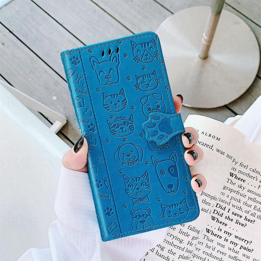 Leather Flip Protection Case For Samsung Galaxy A26 A36 A56 S25 Plus Ultra A 26 A 36 A 56 S 25 Cat And Dog Motif Wallet Cover