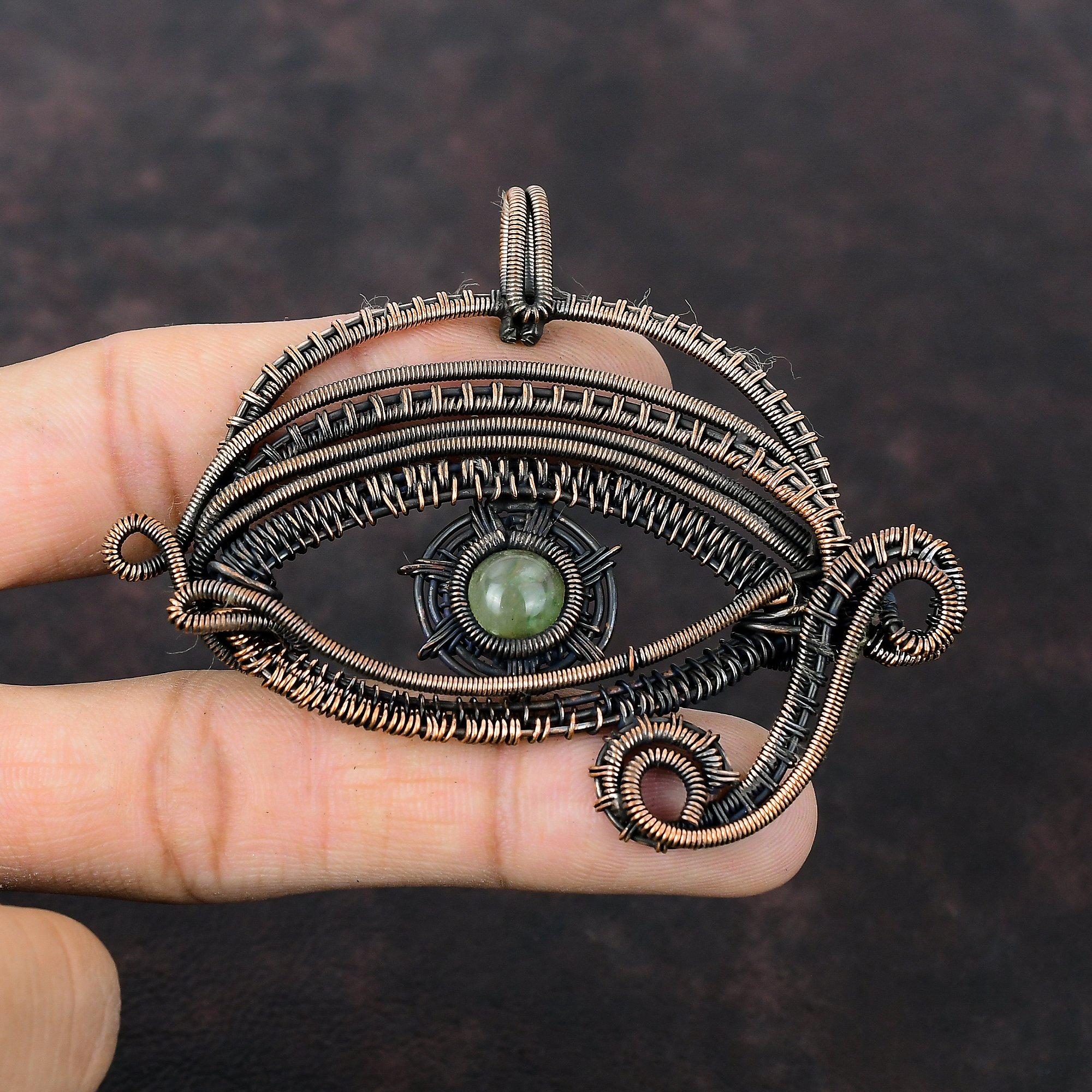 Подвеска из пренита, медная проволока, обернутая подвеска, ювелирные изделия из драгоценных камней, подвеска от сглаза, медные украшения, подвеска ручной работы, подарок для нее, дизайнерская подвеска