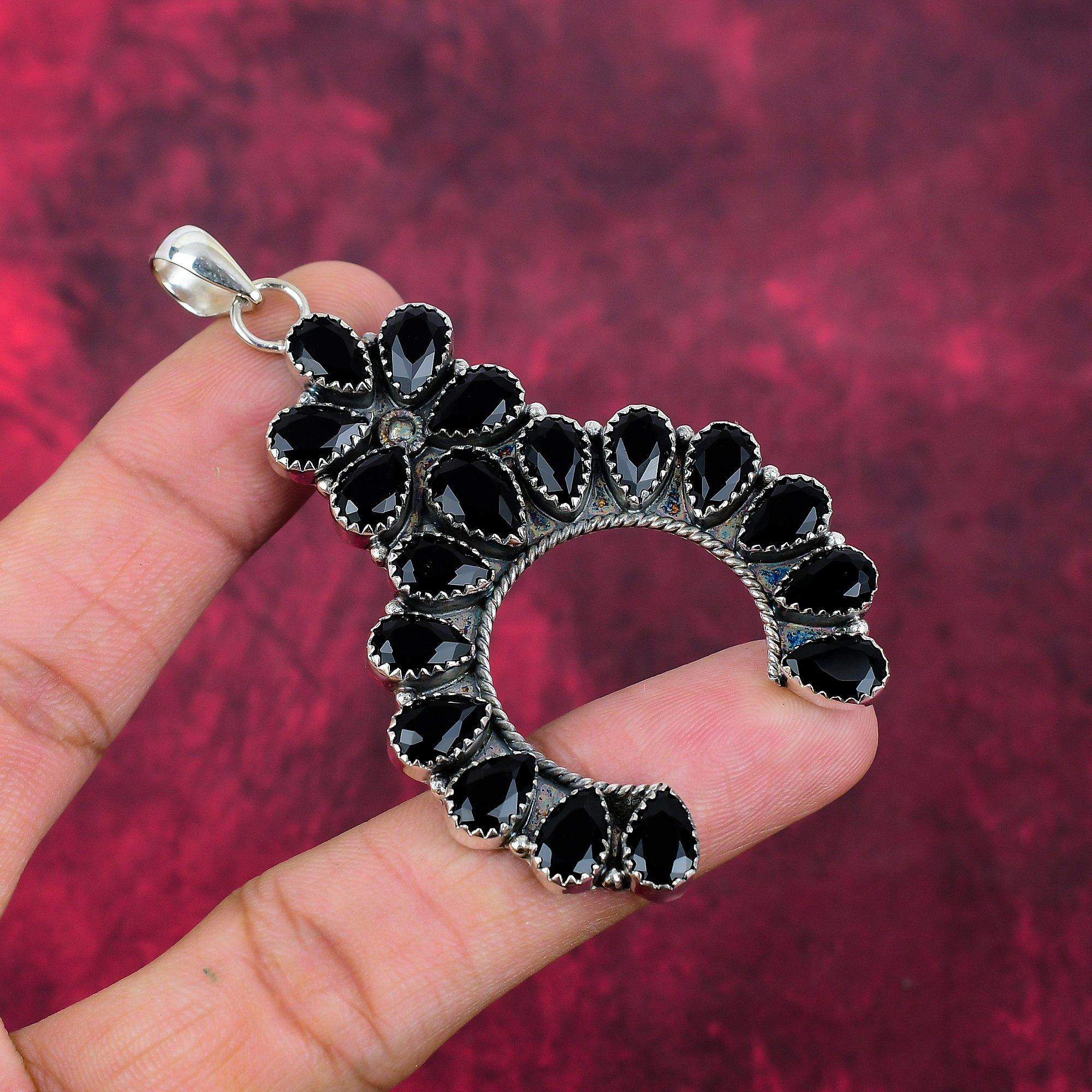 Подвеска из черной шпинели, ювелирные изделия из цельного серебра 925 пробы с драгоценными камнями, подвеска ручной работы, на День благодарения