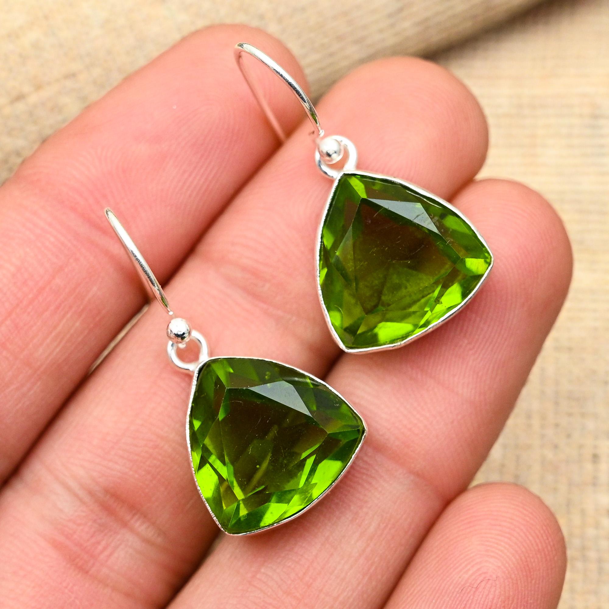 Ювелирные серьги ручной работы из стерлингового серебра 925 пробы с драгоценным камнем перидот для женщин