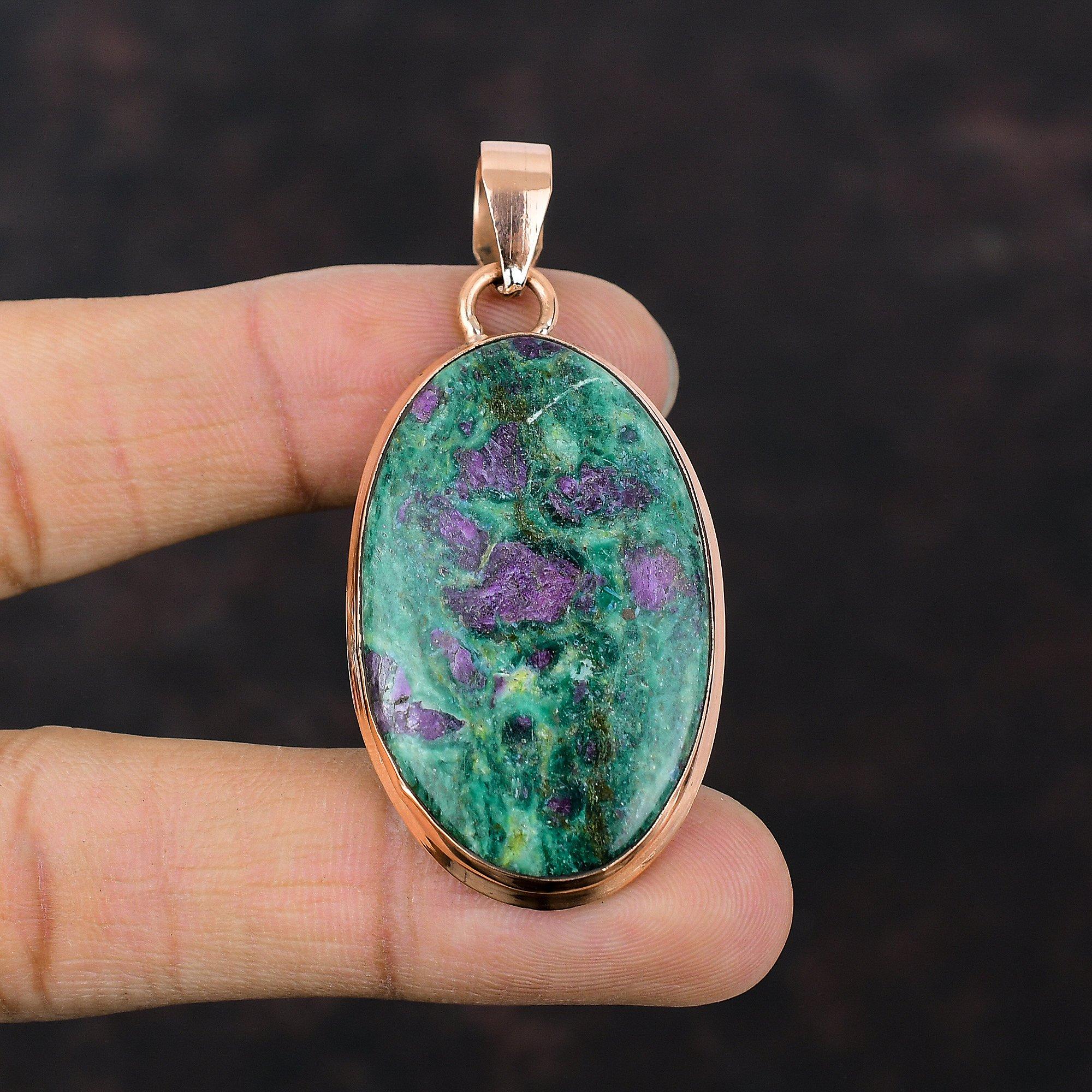 Ruby Fuchsite Pendant Copper Pendant High Quality Gemstone Jewelry Handmade Pendant Antique Copper Jewelry Pendant For Women Engagement Gift