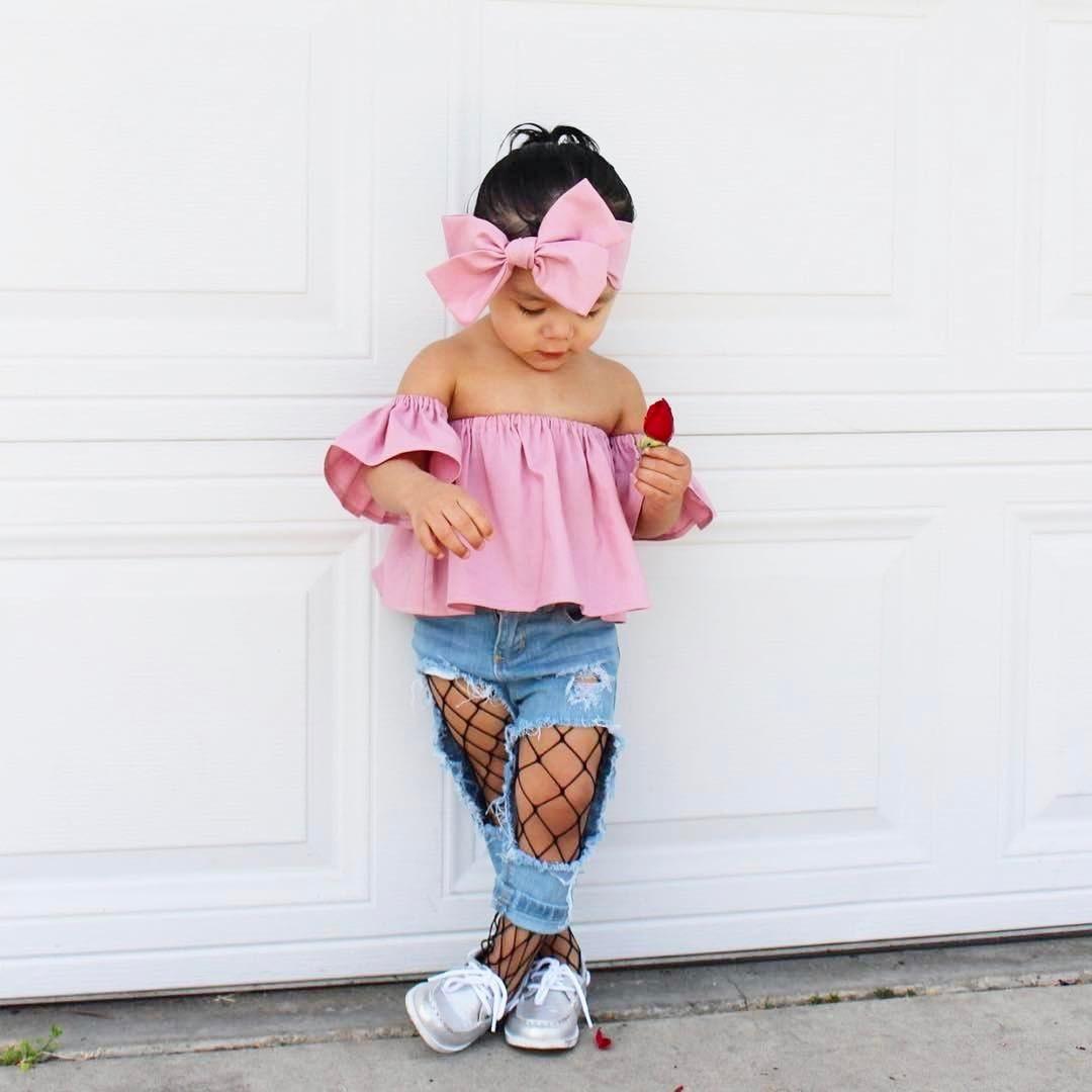 (проектор)Рваный джинсовый костюм для маленьких девочек, топ без рукавов + рваные джинсовые штаны, комплект из 3 предметов