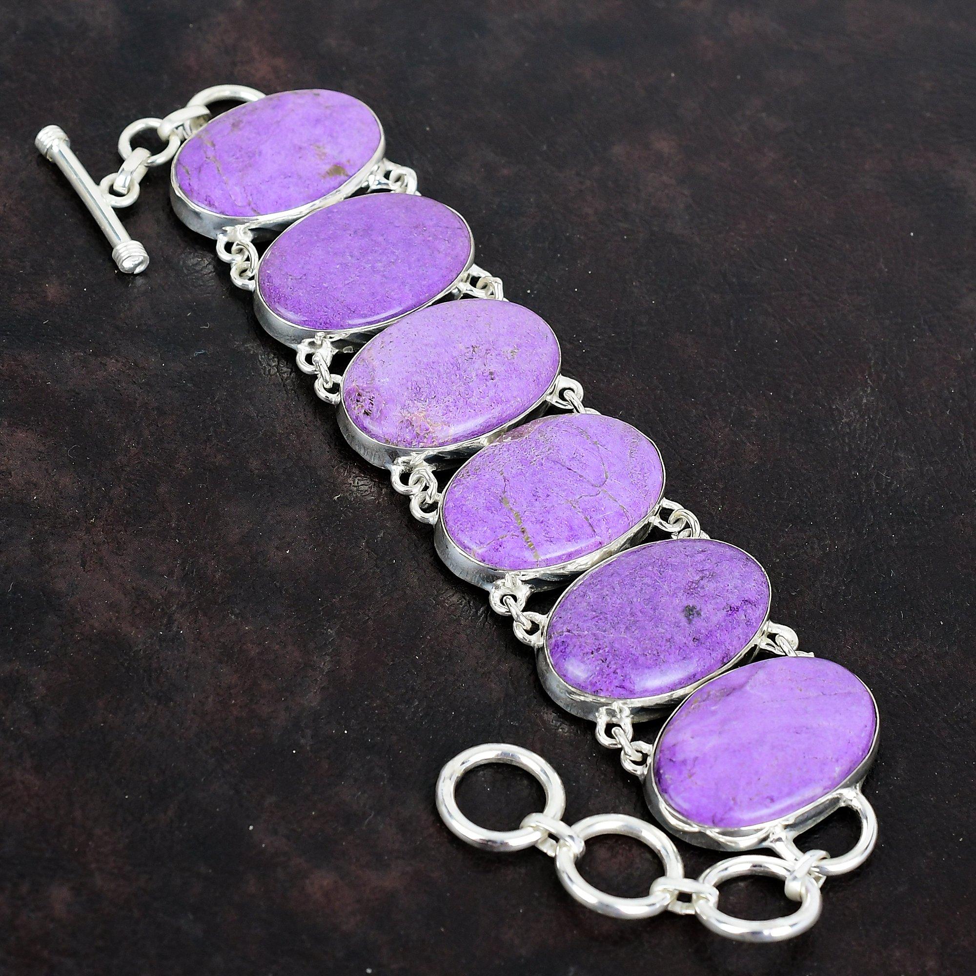 Браслет из пурпурита, браслет из драгоценных камней, старинные ювелирные изделия, браслет из стерлингового серебра 925 пробы, регулируемый браслет-цепочка, ювелирные изделия ручной работы, подарки для жены