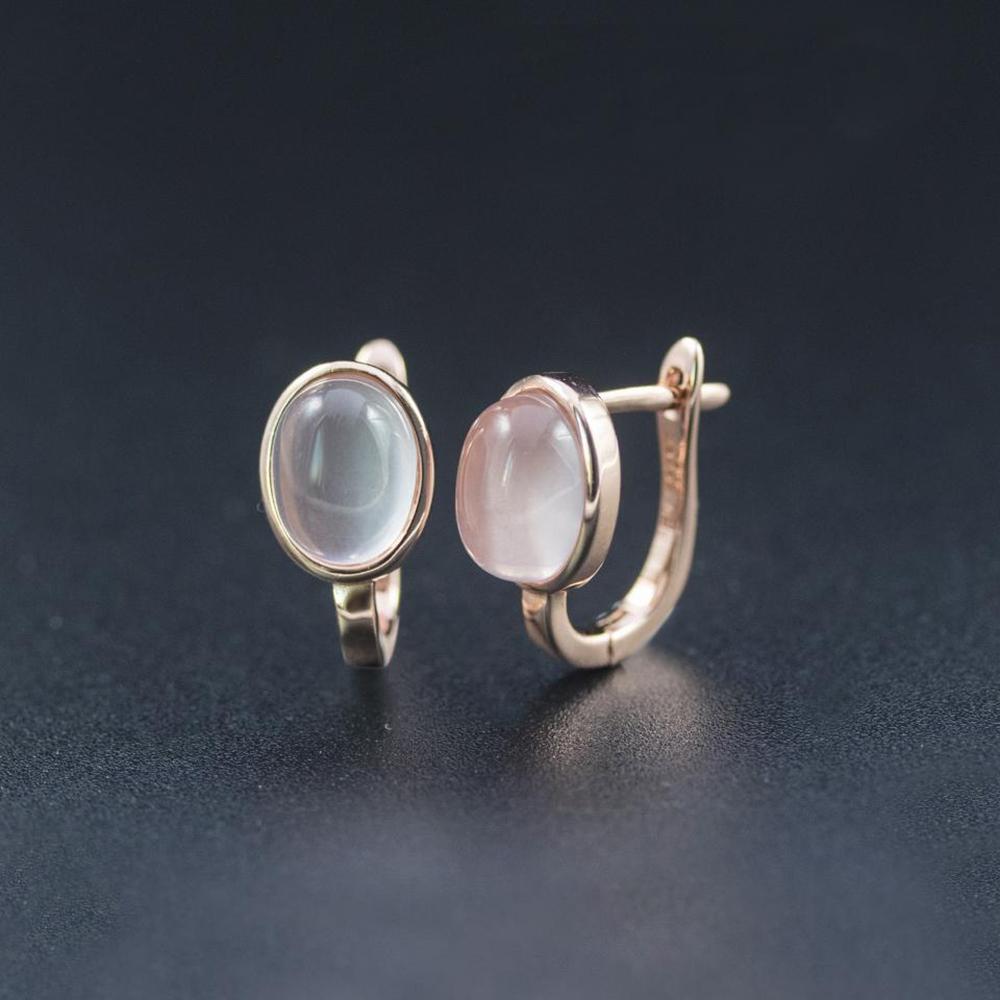 Серьги из натурального розового кварца, твердое серебро 925 пробы, овальные 9*7 мм, розовые драгоценные камни, изысканные украшения для женщин, серьги в подарок