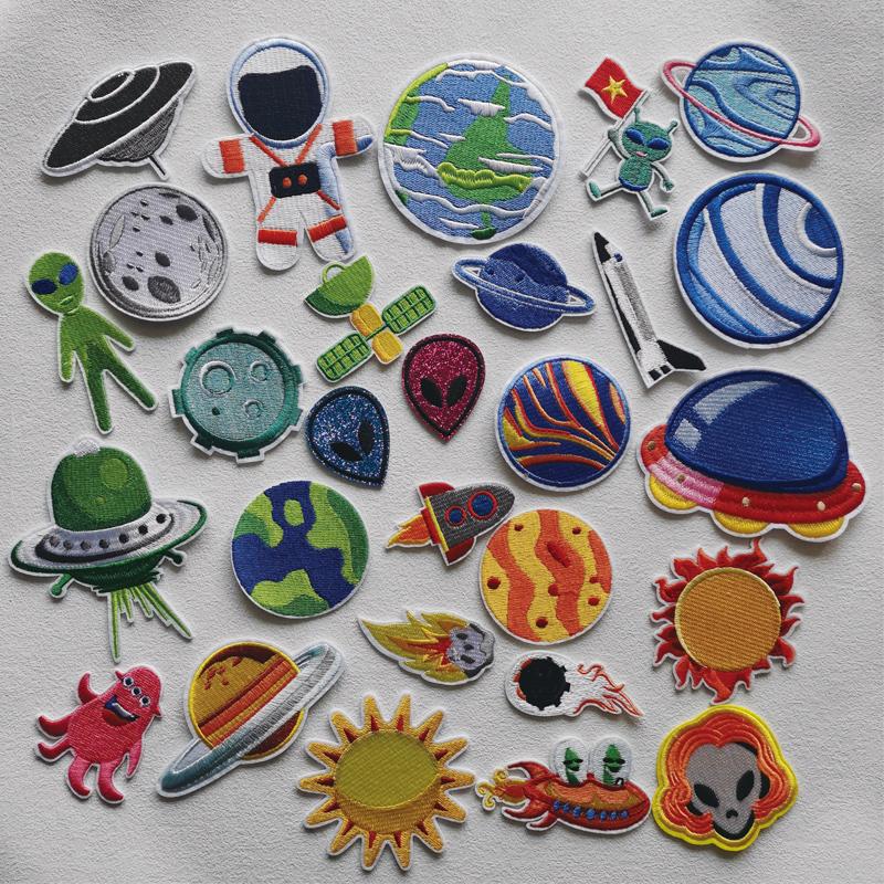 DIY UFO Patch Iron On Patches On Clothes Heat-adhesive Embroidered Patches For Clothing Alien Patch For Clothes Jackets