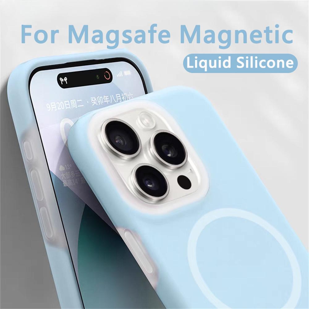 Модный гелевый жидкий силиконовый магнитный чехол для Magsafe для iPhone 17Air 16 Plus 15 14 13 12 11 Pro Max, флуоресцентный, противоударный, мягкий матовый чехол