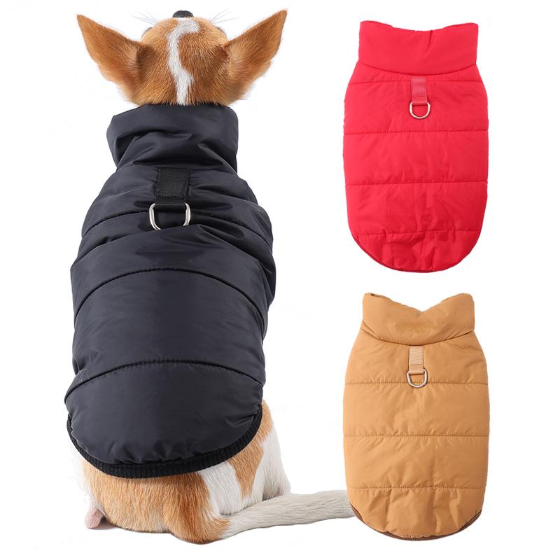 Зимняя куртка для собак средних и маленьких собак, кошек, ветрозащитная, теплая, с D-образным кольцом, одежда для щенков, чихуахуа, йоркширский питомец, флисовый костюм