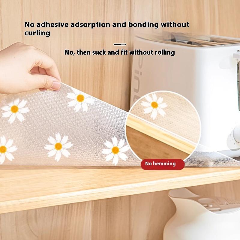 Пластиковая подкладка для полки с цветочным рисунком в рулоне, водонепроницаемая, пыленепроницаемая, нескользящая подкладка для коврика для кухонного шкафа-влагостойкая подкладка для стола холодильника