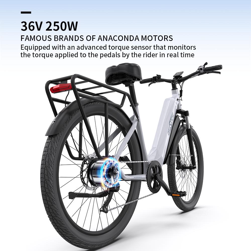 ONESPORT OT05 City Electric Bike 250W 36V 18.2Ah Battery, 27.5inch Tire, 25km/h Max Speed, 120km Max Range, Hydraulic Disc Brake