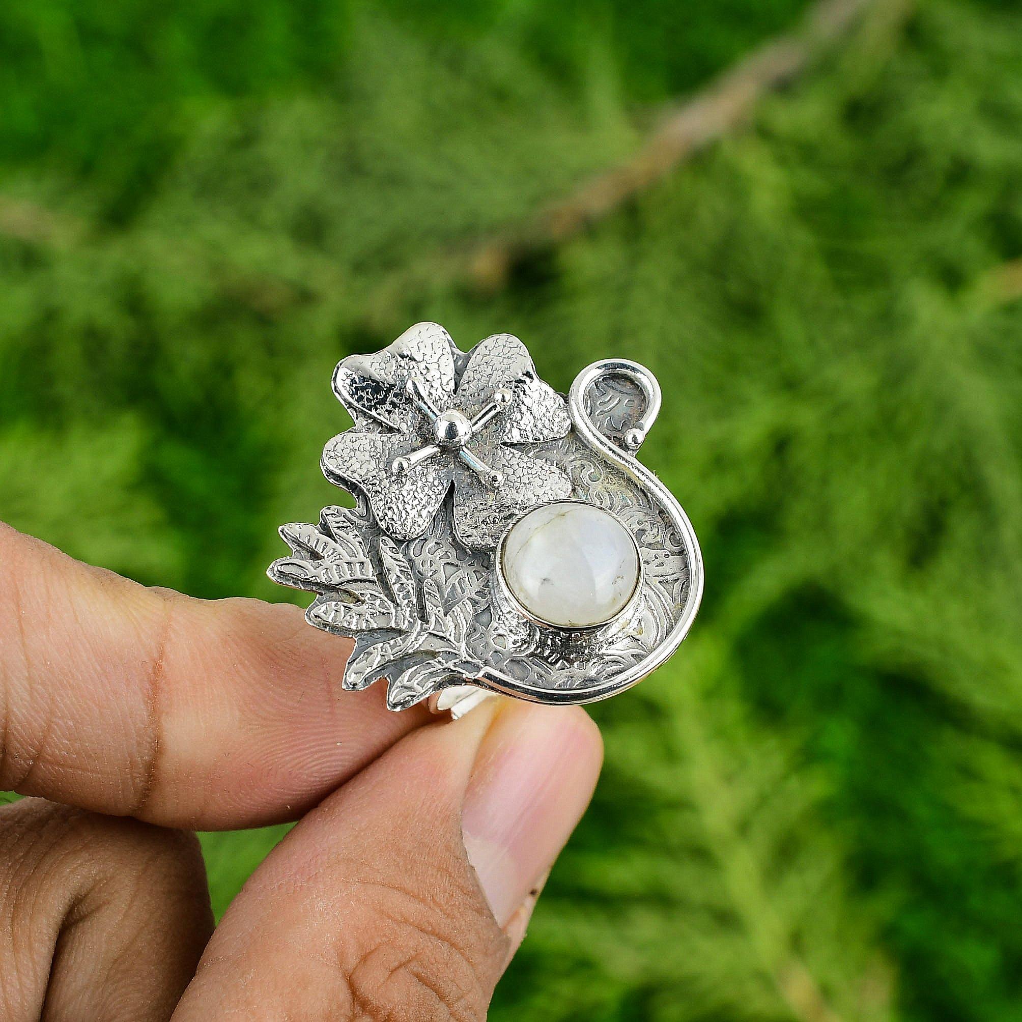 Кольцо-цветок из стерлингового серебра с натуральным радужным лунным камнем, обещание, сестринское, штабелируемое