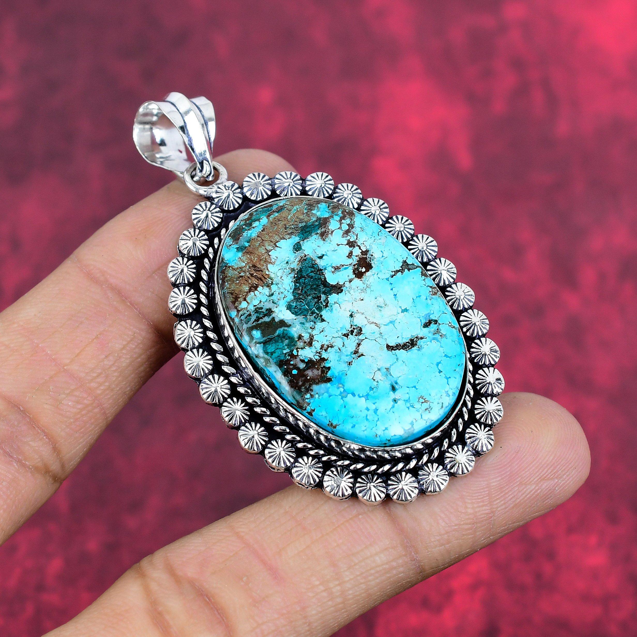 Blue Turquoise Gemstone 925 Solid Sterling Silver Jewelry, Handmade Glorious Silver Jewelry Gift For Women