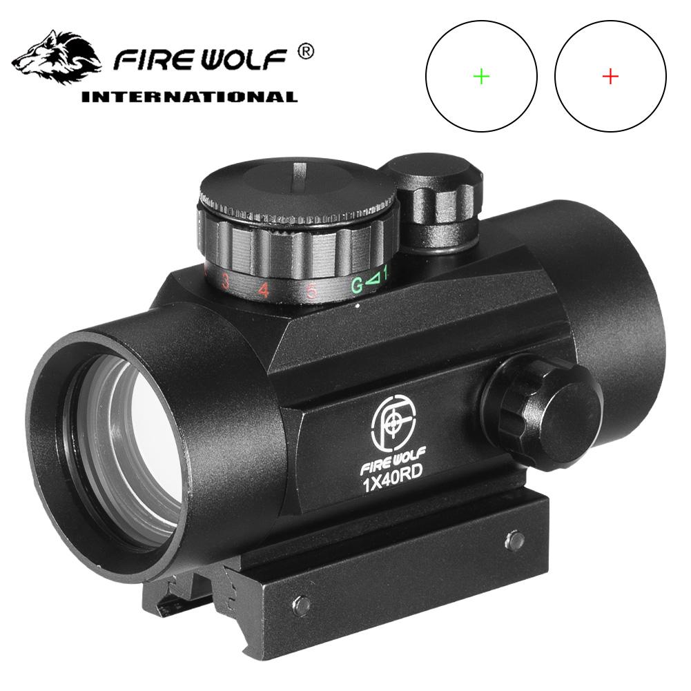 FIRE WOLF 1x40 охотничий прицел тактический красный точечный красный зеленый перекрестие 11 мм/20 мм монтажный рельсовый прицел