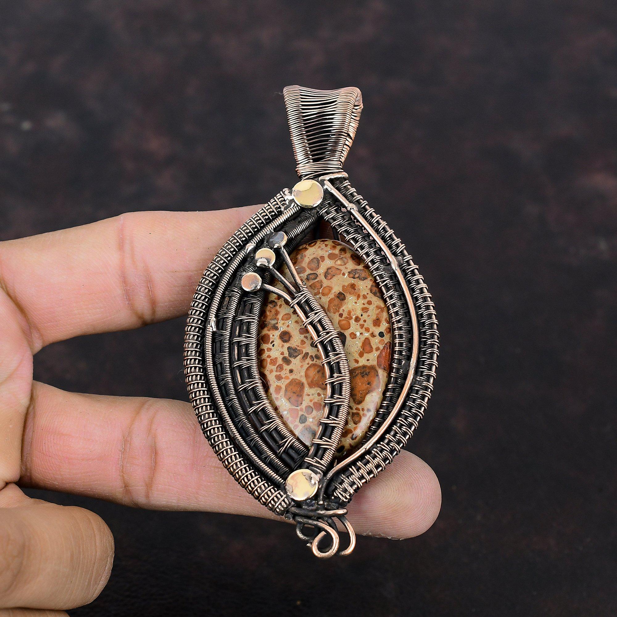 Asteroid Jasper Pendant Copper Wire Wrapped Pendant Dainty Jewelry Handmade Gemstone Pendant Designer Pendant Engagement Gift Copper Jewelry
