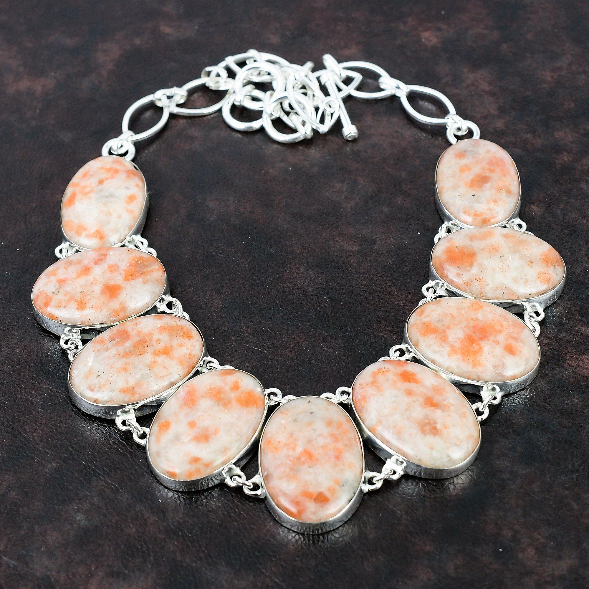 Ожерелье из солнечного камня, ожерелье из стерлингового серебра 925 пробы, регулируемое ожерелье-цепочка, ожерелье ручной работы из настоящего драгоценного камня, подарок для подруги, антикварные ювелирные изделия