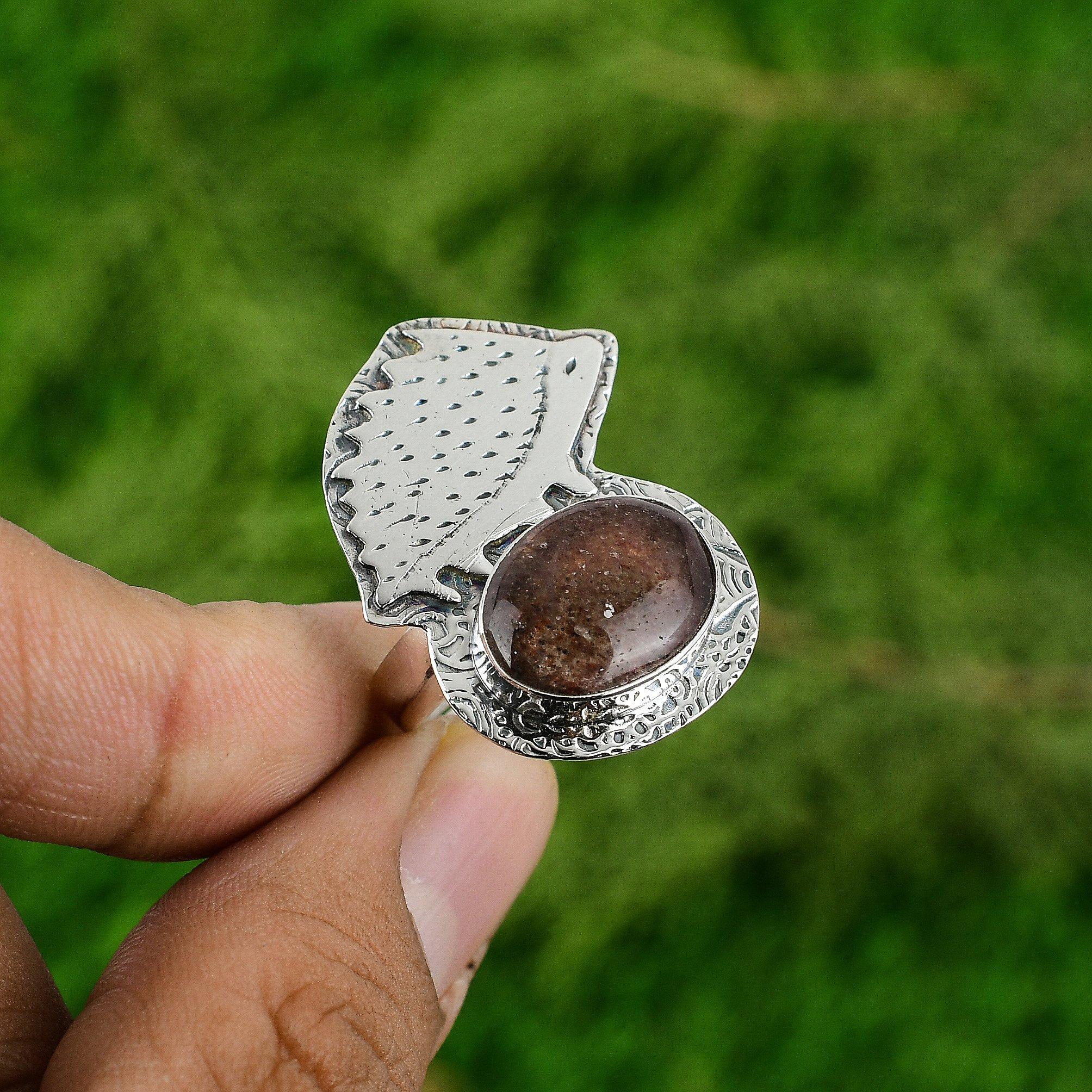 Sunstone Stone Birthday Promise Trendy Bezel Ring Jewelry 925 Sterling Silver