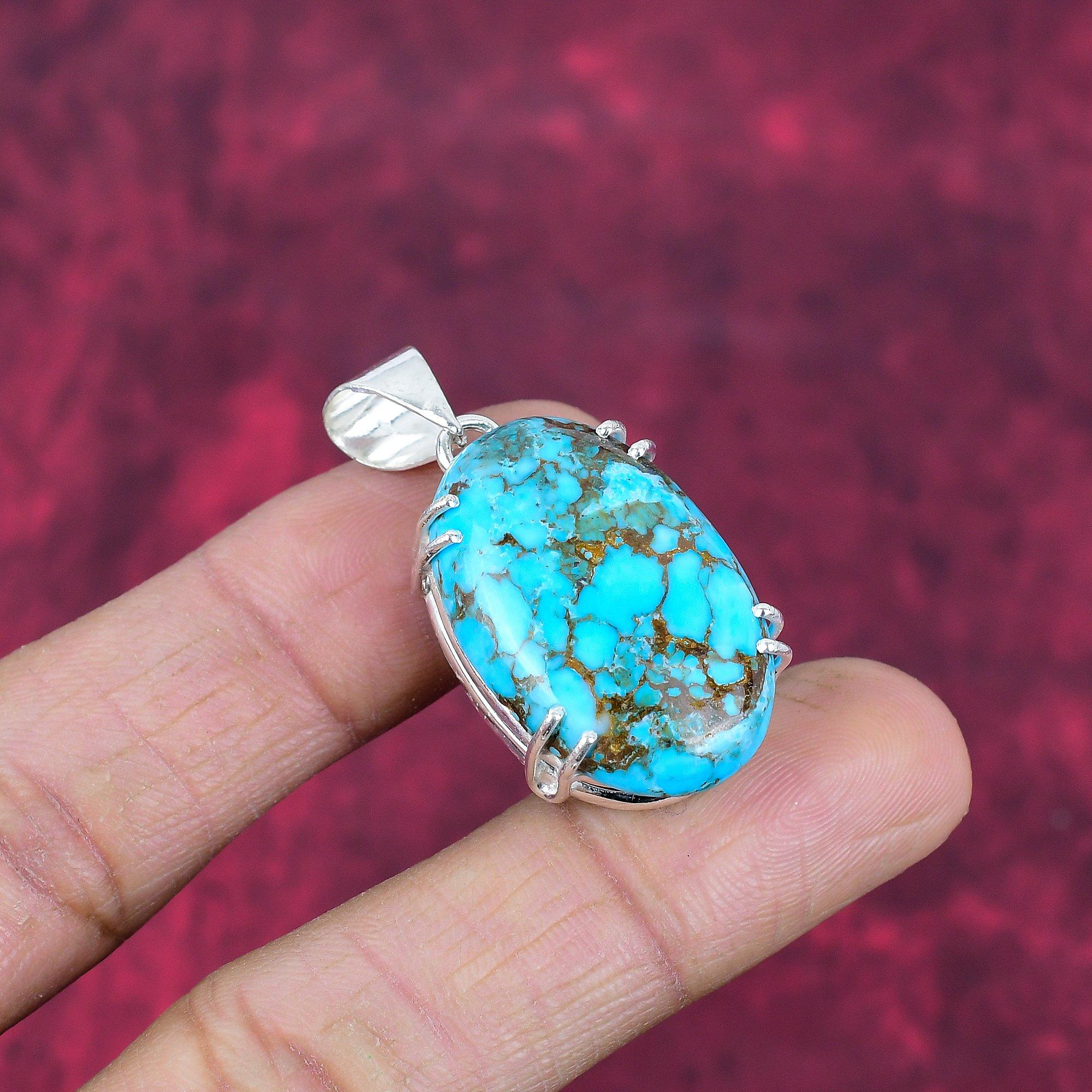 Подвеска из тибетской бирюзы, ювелирное изделие из цельного серебра 925 пробы с драгоценными камнями, подвеска ручной работы, на День благодарения