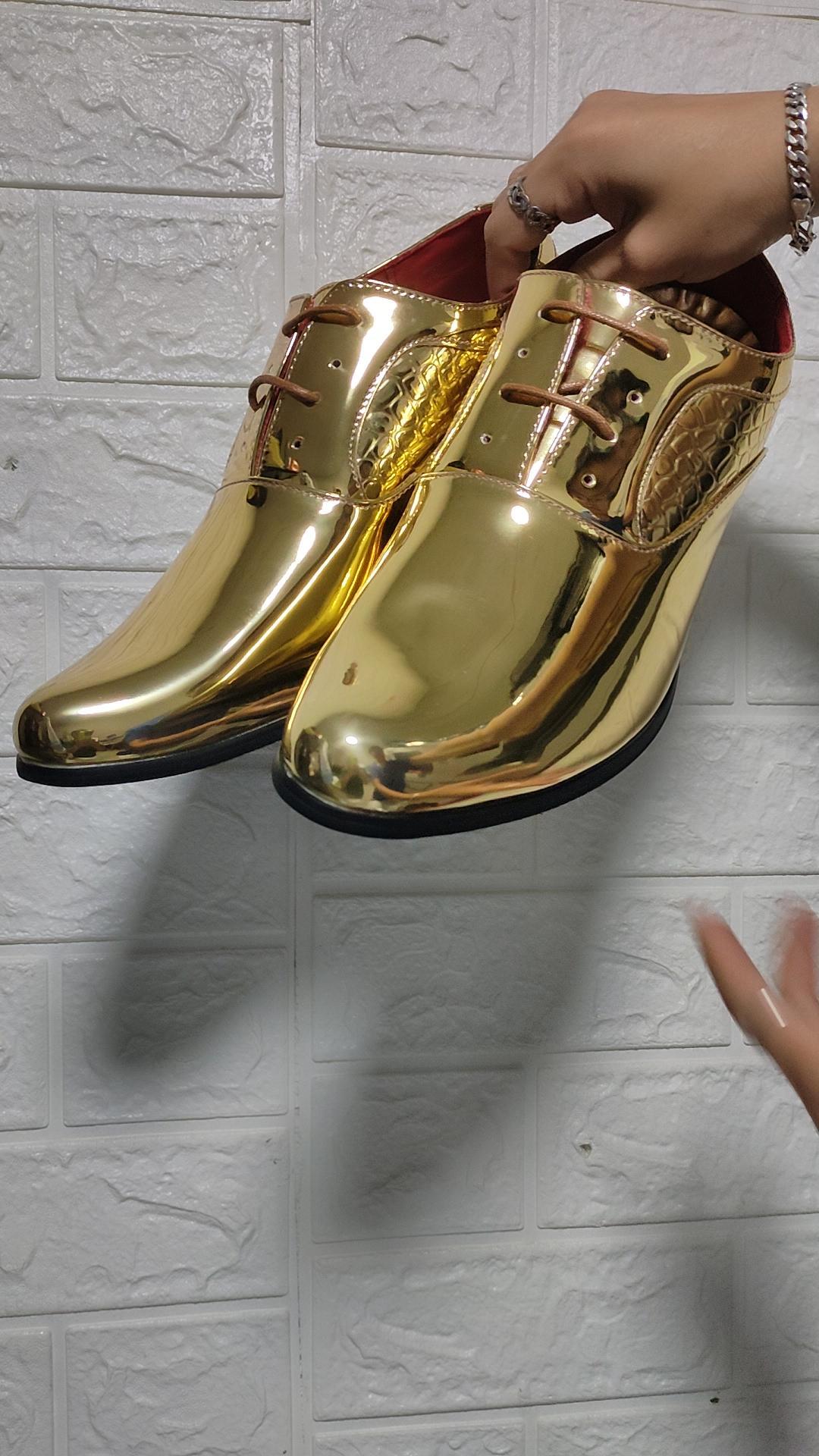 Мужские золотые танцевальные туфли, формальные туфли-оксфорды со шнурками из лакированной кожи, удобные деловые мужские смокинги, свадебные пиджаки, танцевальная обувь-седло