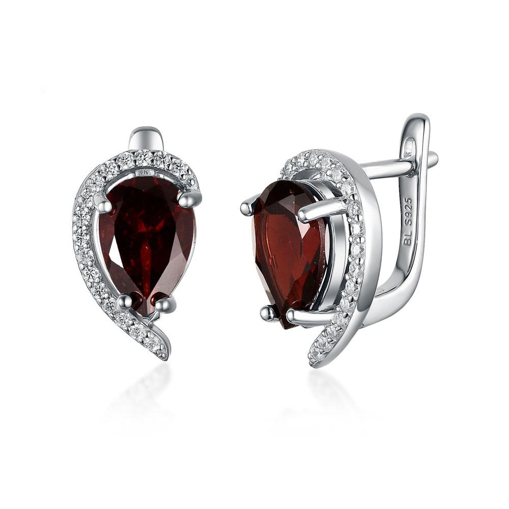 Bolaijewelry Серьги с натуральным мозамбикским гранатом-грушей 7*10 мм, серьги с драгоценными камнями, серебро 925 пробы, модные женские ювелирные украшения