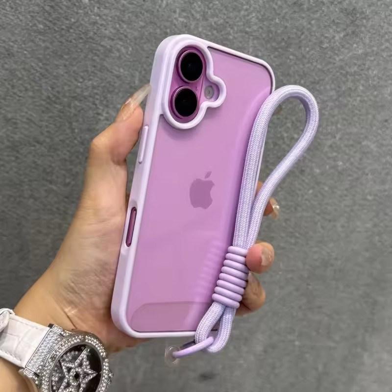 Роскошный чехол-бампер конфетного цвета со шнурком для iPhone 17 16 15 14 13 12 11 Pro Max Plus Прозрачная акриловая противоударная крышка