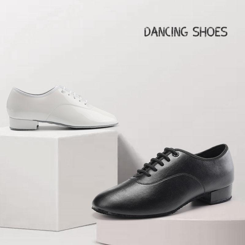 Leather Men's Modern Social Dance Shoes Salsa Tango Latin Ballroom Dancing Shoes Soft Sole 2CM