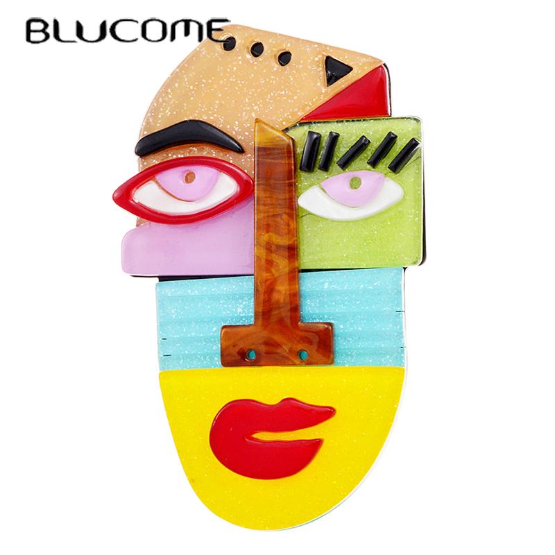 Blucome Акриловая картина, портретная брошь, женская и мужская брошь для пальто, костюма, хиджаба, булавки, подарки на Новый год