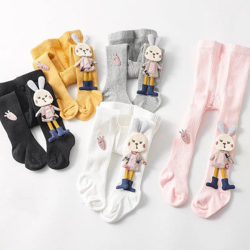 Tights for Girls Knitted Children's Pantyhose Cartoon Rabbit Cotton Soft Kids Girls Tights Autumn Winter 1-7Y Trousers